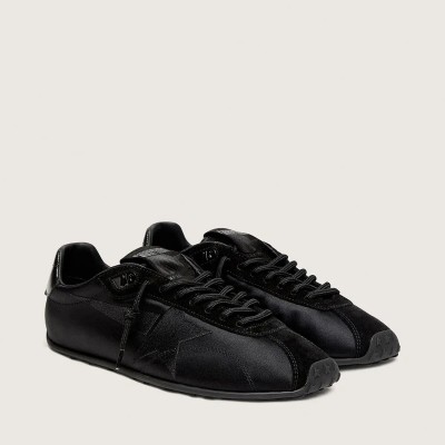 Golden Goose Marathon Speed In Black Satin With Black Star Golden Goose Marathon Speed In Black Satin With Black Star