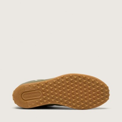 Golden Goose Marathon Speed In Olive-Green Leather With Cream Star Golden Goose Marathon Speed In Olive-Green Leather With Cream Star