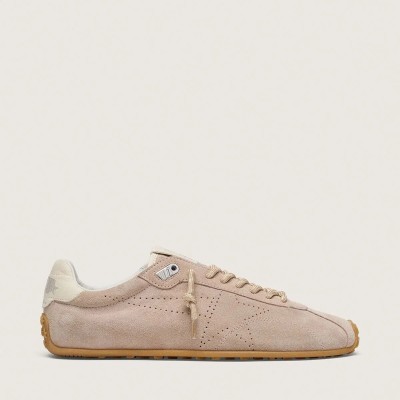 Golden Goose Marathon Speed In Pink Suede With Perforated Star And White Leather Heel Tab Golden Goose Marathon Speed In Pink Suede With Perforated Star And White Leather Heel Tab