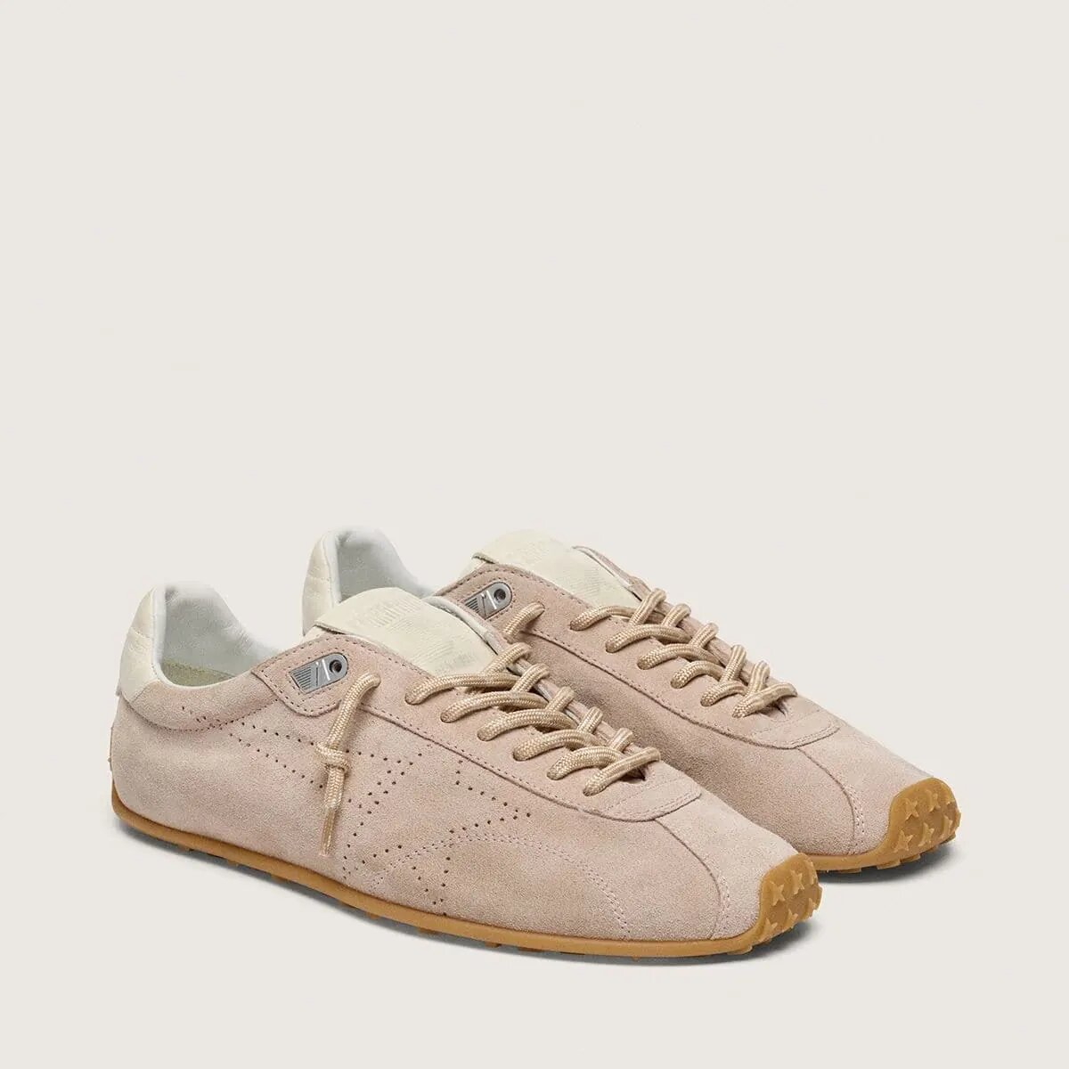 Golden Goose Marathon Speed In Pink Suede With Perforated Star And White Leather Heel Tab Golden Goose Marathon Speed In Pink Suede With Perforated Star And White Leather Heel Tab
