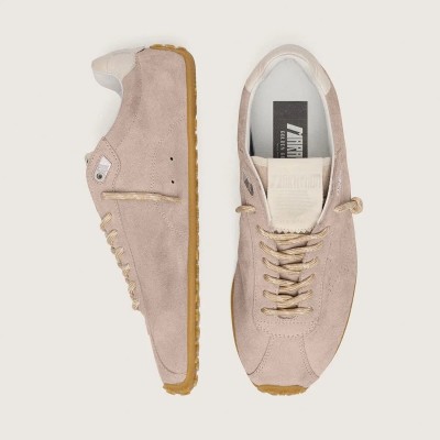 Golden Goose Marathon Speed In Pink Suede With Perforated Star And White Leather Heel Tab Golden Goose Marathon Speed In Pink Suede With Perforated Star And White Leather Heel Tab