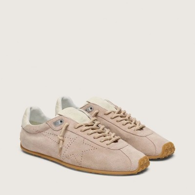 Golden Goose Marathon Speed In Pink Suede With Perforated Star And White Leather Heel Tab Golden Goose Marathon Speed In Pink Suede With Perforated Star And White Leather Heel Tab