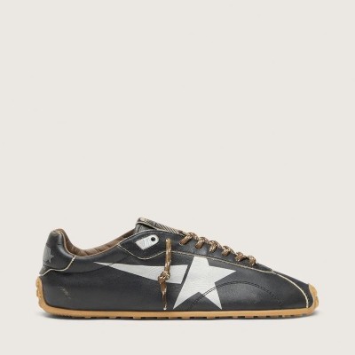 Golden Goose Marathon Speed With Black Leather Upper And Silver Star Golden Goose Marathon Speed With Black Leather Upper And Silver Star