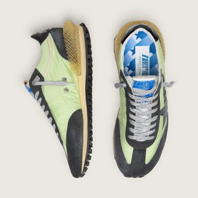 Golden Goose Marathon With Green Nylon Upper And Black Star Golden Goose Marathon With Green Nylon Upper And Black Star