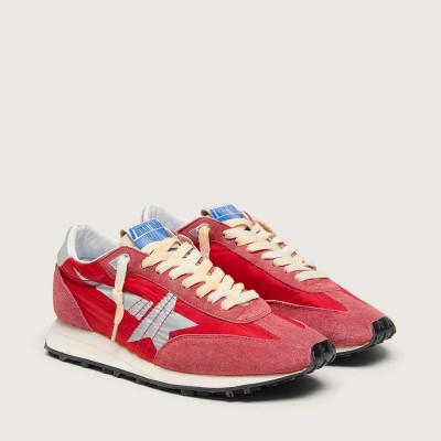 Golden Goose Marathon With Red Nylon Upper And Silver Star Golden Goose Marathon With Red Nylon Upper And Silver Star