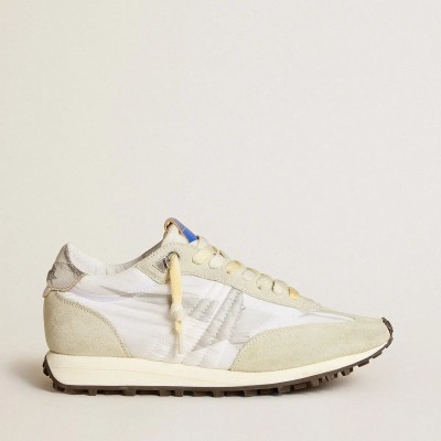 Golden Goose Marathon With White Nylon Upper And Silver Star Golden Goose Marathon With White Nylon Upper And Silver Star