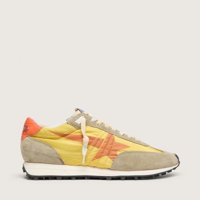 Golden Goose Marathon With Yellow Nylon Upper And Orange Star Golden Goose Marathon With Yellow Nylon Upper And Orange Star