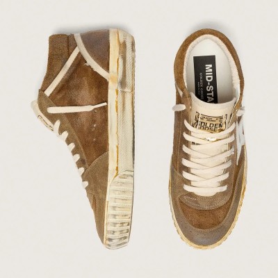 Golden Goose Mid Star Lab In Rust-Colored Suede With A White Leather Star Golden Goose Mid Star Lab In Rust-Colored Suede With A White Leather Star