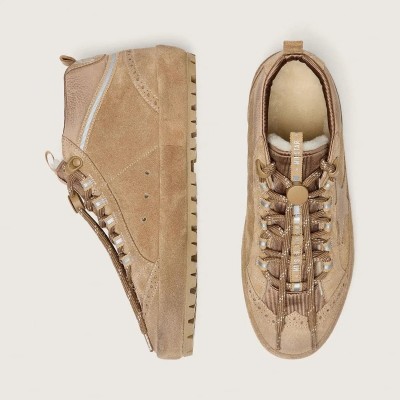 Golden Goose Mid Star Ski In Caramel Suede With Nubuck Star And Suede Heel Tab Golden Goose Mid Star Ski In Caramel Suede With Nubuck Star And Suede Heel Tab