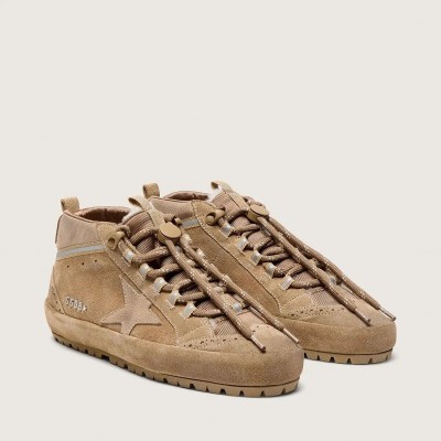 Golden Goose Mid Star Ski In Caramel Suede With Nubuck Star And Suede Heel Tab Golden Goose Mid Star Ski In Caramel Suede With Nubuck Star And Suede Heel Tab