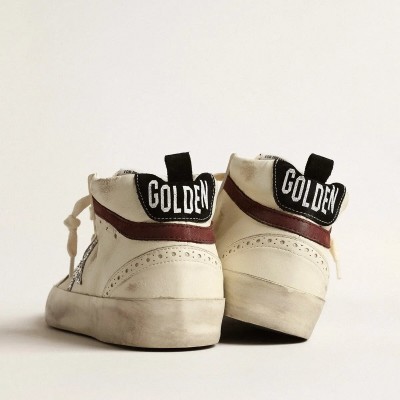 Golden Goose Mid Star In White Nappa Leather With Silver Glitter Star Golden Goose Mid Star In White Nappa Leather With Silver Glitter Star