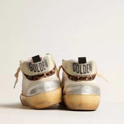 Golden Goose Mid Star With Silver Metallic Leather Inserts And Pink Star Golden Goose Mid Star With Silver Metallic Leather Inserts And Pink Star