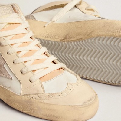 Golden Goose Mid Star With Star In Light Gray Suede And Gold Flash Golden Goose Mid Star With Star In Light Gray Suede And Gold Flash