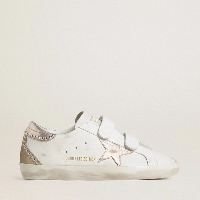 Golden Goose Old School Ltd With Rose Gold Metallic Leather Star And Heel Tab Golden Goose Old School Ltd With Rose Gold Metallic Leather Star And Heel Tab