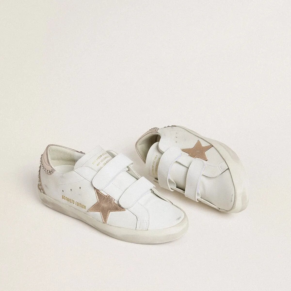 Golden Goose Old School Ltd With Rose Gold Metallic Leather Star And Heel Tab Golden Goose Old School Ltd With Rose Gold Metallic Leather Star And Heel Tab