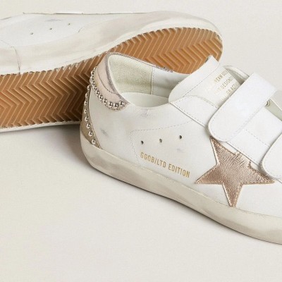Golden Goose Old School Ltd With Rose Gold Metallic Leather Star And Heel Tab Golden Goose Old School Ltd With Rose Gold Metallic Leather Star And Heel Tab