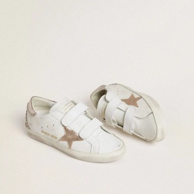 Golden Goose Old School Ltd With Rose Gold Metallic Leather Star And Heel Tab Golden Goose Old School Ltd With Rose Gold Metallic Leather Star And Heel Tab