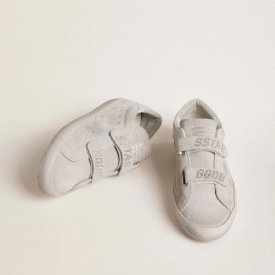 Golden Goose Old School In Light Gray Suede With A Leather Star With Micro-Glitter Golden Goose Old School In Light Gray Suede With A Leather Star With Micro-Glitter