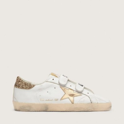Golden Goose Old School With Gold Star In Laminated Leather Golden Goose Old School With Gold Star In Laminated Leather
