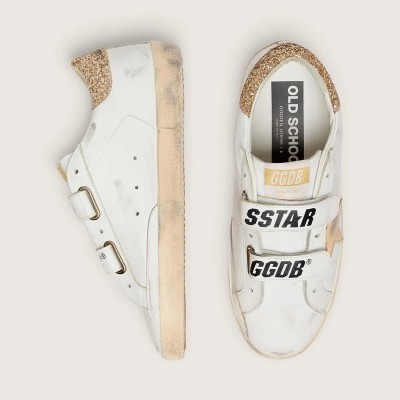 Golden Goose Old School With Gold Star In Laminated Leather Golden Goose Old School With Gold Star In Laminated Leather