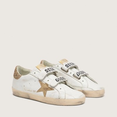 Golden Goose Old School With Gold Star In Laminated Leather Golden Goose Old School With Gold Star In Laminated Leather