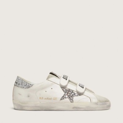 Golden Goose Old School With Silver Glitter Star And Ice-Gray Suede Tongue Golden Goose Old School With Silver Glitter Star And Ice-Gray Suede Tongue