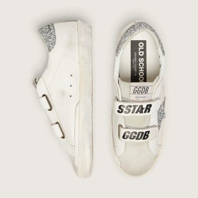 Golden Goose Old School With Silver Glitter Star And Ice-Gray Suede Tongue Golden Goose Old School With Silver Glitter Star And Ice-Gray Suede Tongue