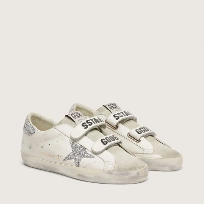 Golden Goose Old School With Silver Glitter Star And Ice-Gray Suede Tongue Golden Goose Old School With Silver Glitter Star And Ice-Gray Suede Tongue