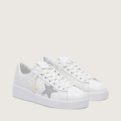 Golden Goose Purestar In White Leather With Silver Swarovski Crystal Star Golden Goose Purestar In White Leather With Silver Swarovski Crystal Star