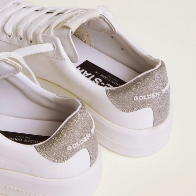 Golden Goose Purestar Sneakers With Glittery Silver Heel Tab Golden Goose Purestar Sneakers With Glittery Silver Heel Tab