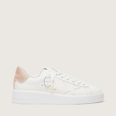 Golden Goose Purestar With Leather Star And Suede Heel Tab With Swarovski Crystals Golden Goose Purestar With Leather Star And Suede Heel Tab With Swarovski Crystals
