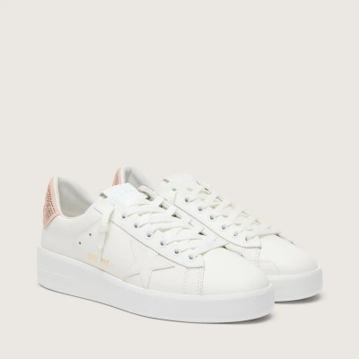 Golden Goose Purestar With Leather Star And Suede Heel Tab With Swarovski Crystals Golden Goose Purestar With Leather Star And Suede Heel Tab With Swarovski Crystals