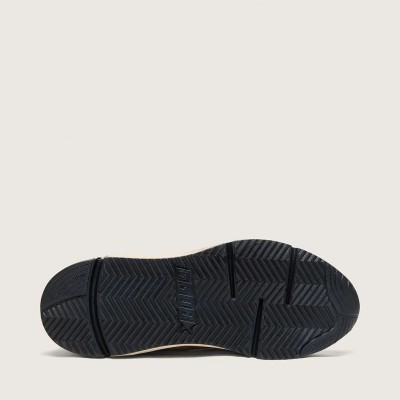 Golden Goose Running Sole In Cream Nylon And Leather With Green Leather Star