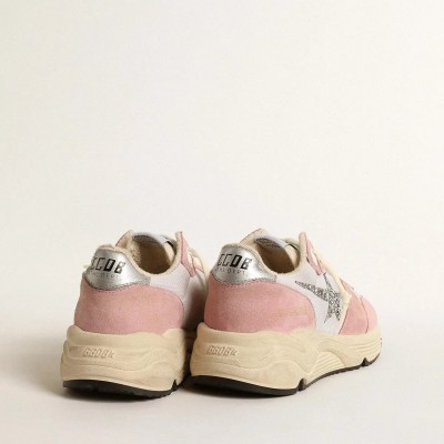 Golden Goose Running Sole In Gray Mesh And Suede With Silver Glitter Star Golden Goose Running Sole In Gray Mesh And Suede With Silver Glitter Star