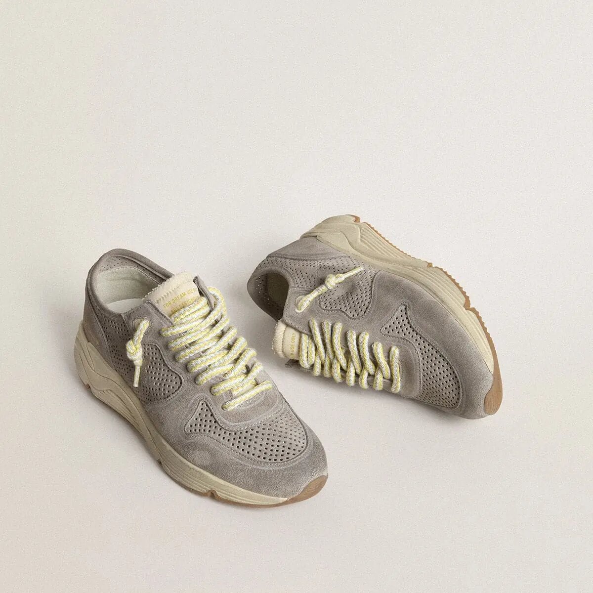 Golden Goose Running Sole In Gray Suede With Gray Suede Star And Heel Tab Golden Goose Running Sole In Gray Suede With Gray Suede Star And Heel Tab