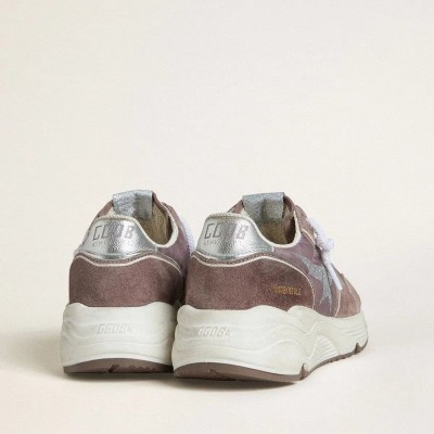Golden Goose Running Sole In Lavender Nylon And Suede With Printed Star And Silver Leather Heel Tab Golden Goose Running Sole In Lavender Nylon And Suede With Printed Star And Silver Leather Heel Tab