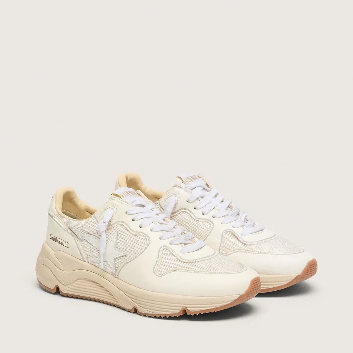 Golden Goose Running Sole In Mesh And White Nappa Golden Goose Running Sole In Mesh And White Nappa