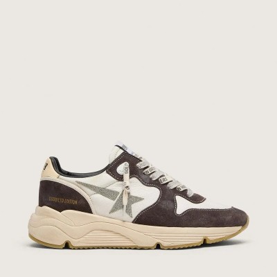 Golden Goose Running Sole In Nappa And Brown Suede With A Swarovski Crystal Star Golden Goose Running Sole In Nappa And Brown Suede With A Swarovski Crystal Star