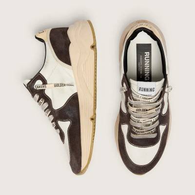Golden Goose Running Sole In Nappa And Brown Suede With A Swarovski Crystal Star Golden Goose Running Sole In Nappa And Brown Suede With A Swarovski Crystal Star