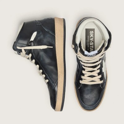 Golden Goose Sky-Star In Black Nappa With White Star Golden Goose Sky-Star In Black Nappa With White Star