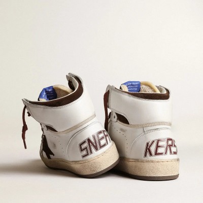 Golden Goose Sky-Star In White Nappa Leather With Chocolate Suede Star Golden Goose Sky-Star In White Nappa Leather With Chocolate Suede Star