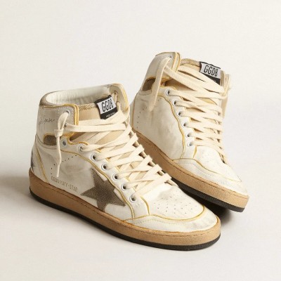 Golden Goose Sky-Star In White Nappa Leather With Dove-Gray Suede Star Golden Goose Sky-Star In White Nappa Leather With Dove-Gray Suede Star