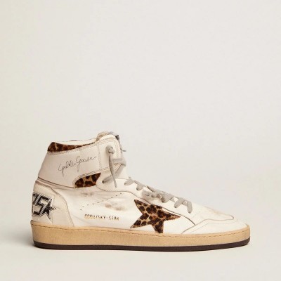 Golden Goose Sky-Star With Signature And Leopard Print Pony Skin Inserts Golden Goose Sky-Star With Signature And Leopard Print Pony Skin Inserts