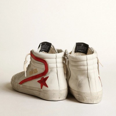 Golden Goose Slide With A Red Laminated Leather Star And Flash Golden Goose Slide With A Red Laminated Leather Star And Flash