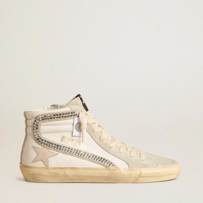 Golden Goose Slide With Nude Leather Star And Suede And Swarovski Crystal Flash Golden Goose Slide With Nude Leather Star And Suede And Swarovski Crystal Flash