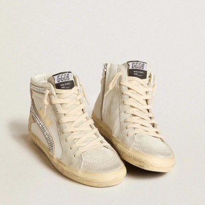 Golden Goose Slide With Nude Leather Star And Suede And Swarovski Crystal Flash Golden Goose Slide With Nude Leather Star And Suede And Swarovski Crystal Flash