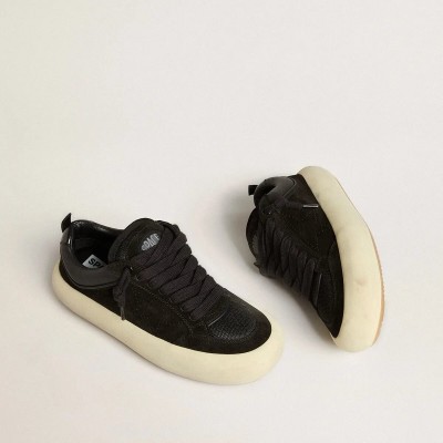 Golden Goose Space-Star Cube In Black Suede With Perforated Star Golden Goose Space-Star Cube In Black Suede With Perforated Star