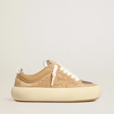 Golden Goose Space-Star Cube In Tobacco Suede With Perforated Star Golden Goose Space-Star Cube In Tobacco Suede With Perforated Star