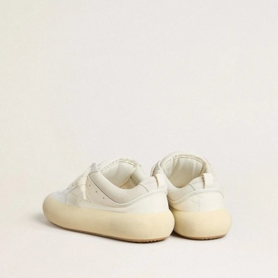 Golden Goose Space-Star Cube In White Leather With Perforated Star Golden Goose Space-Star Cube In White Leather With Perforated Star