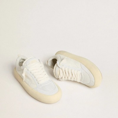 Golden Goose Space-Star Cube In White Leather With Perforated Star Golden Goose Space-Star Cube In White Leather With Perforated Star